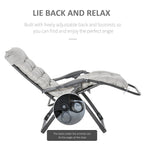 Reclining Zero Gravity Chair w/ Adjustable Backrest, Folding Garden Sun Lounger, Light Grey
