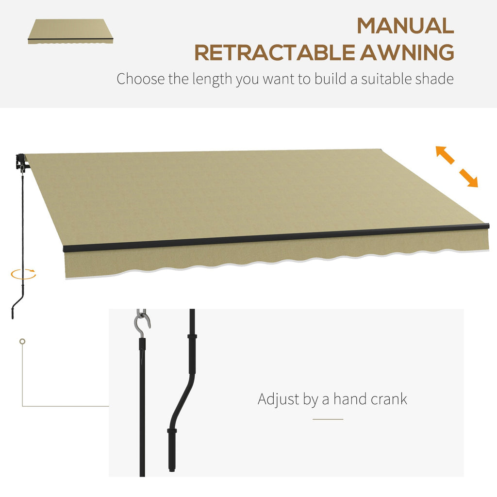12' x 10' Retractable Awning, UV-Resistant 280GSM Sunshade Shelter for Deck & Balcony, Beige