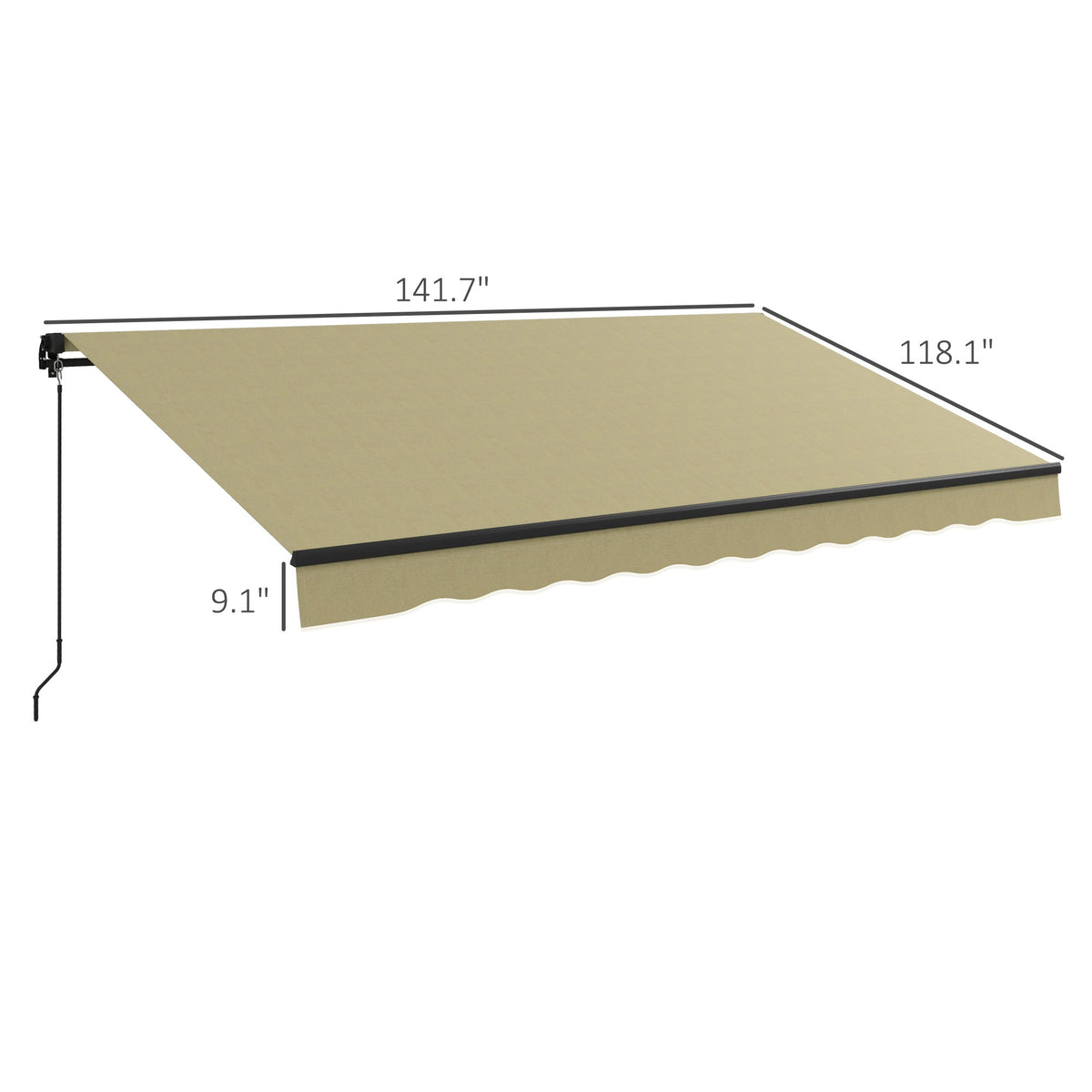12' x 10' Retractable Awning, UV-Resistant 280GSM Sunshade Shelter for Deck & Balcony, Beige