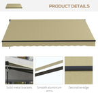 12' x 10' Retractable Awning, UV-Resistant 280GSM Sunshade Shelter for Deck & Balcony, Beige