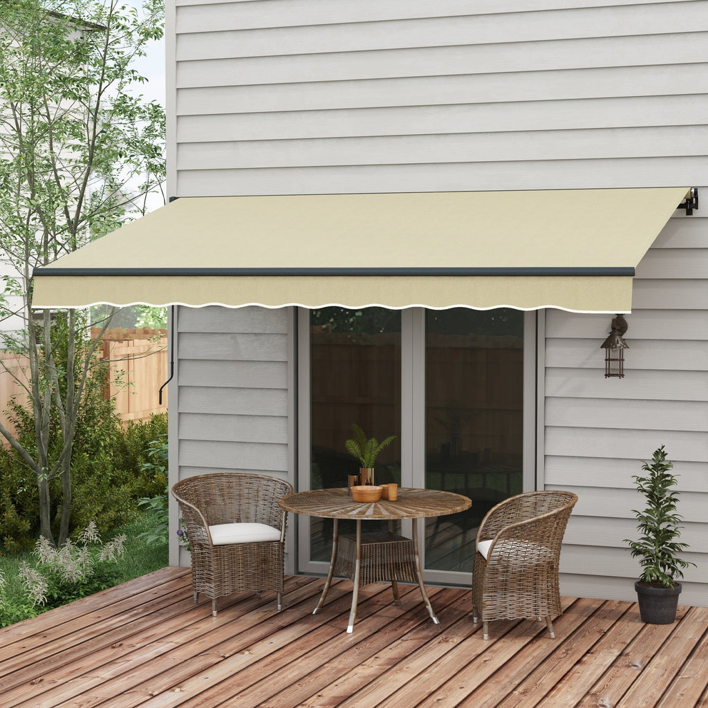 12' x 10' Retractable Awning, UV-Resistant 280GSM Sunshade Shelter for Deck & Balcony, Beige