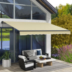 12' x 10' Retractable Awning, UV-Resistant 280GSM Sunshade Shelter for Deck & Balcony, Beige
