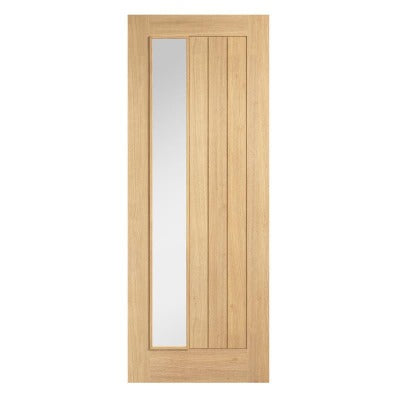 Oak Clear Glazed Offest Un-Finished Internal Door - All Sizes