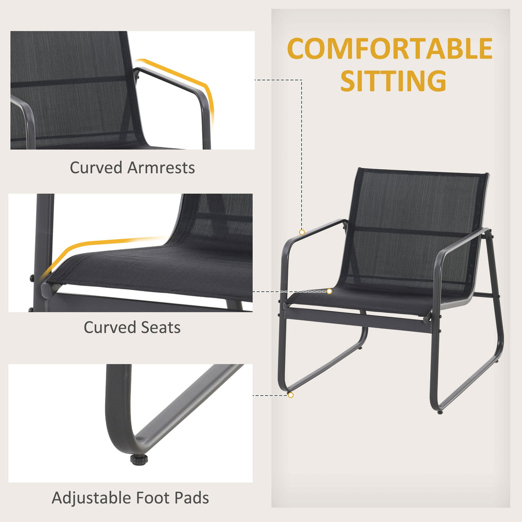 4 Piece Outdoor Patio Sofa Set with Loveseat, Single Chairs & Glass Top Table, Black