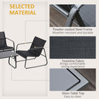 4 Piece Outdoor Patio Sofa Set with Loveseat, Single Chairs & Glass Top Table, Black