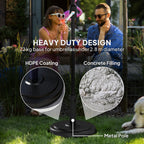 22kg Round HDPE Garden Umbrella Base for 38mm or 48mm Outdoor Umbrella Poles, Black