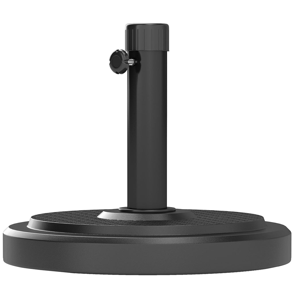 22kg Round HDPE Garden Umbrella Base for 38mm or 48mm Outdoor Umbrella Poles, Black