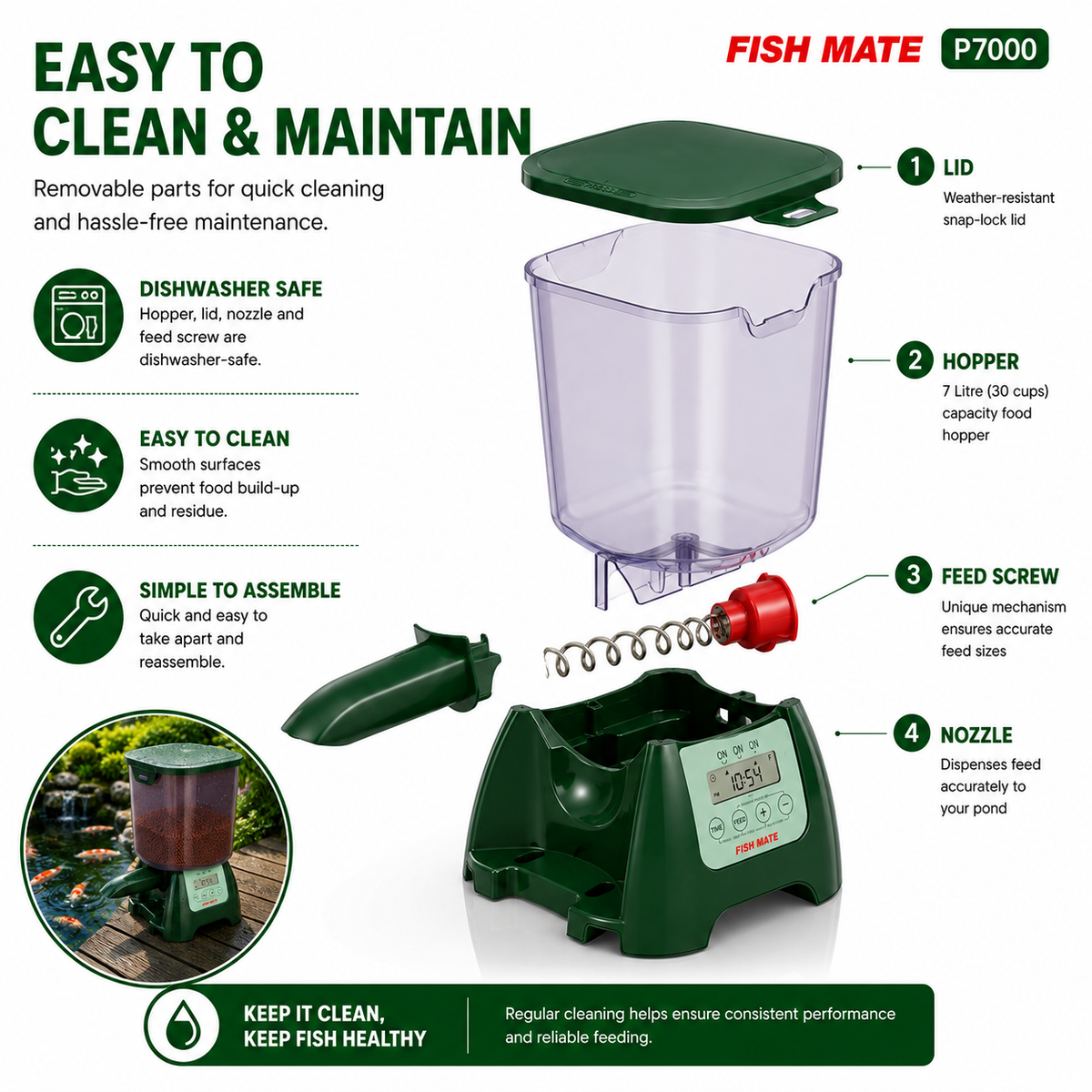 Fish Mate P7000 Automatic Koi Pond Fish Feeder