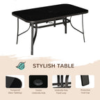 8 Pieces Patio Dining Set with Umbrella, Aluminum Frame Outdoor Table & 6 , Grey