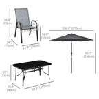 8 Pieces Patio Dining Set with Umbrella, Aluminum Frame Outdoor Table & 6 , Grey