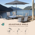8 Pieces Patio Dining Set with Umbrella, Aluminum Frame Outdoor Table & 6 , Grey