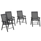 4-Piece Folding Chair Set, Outdoor Furniture Set with Mesh Fabric & Armrests, Black
