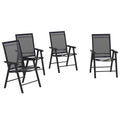 4-Piece Folding Chair Set, Outdoor Furniture Set with Mesh Fabric & Armrests, Black