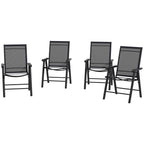 4-Piece Folding Chair Set, Outdoor Furniture Set with Mesh Fabric & Armrests, Black