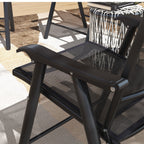 4-Piece Folding Chair Set, Outdoor Furniture Set with Mesh Fabric & Armrests, Black