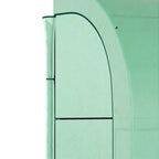 Lean to Wall Greenhouse with 3 Tiers 6 Wired Shelves & Windows, 300x150x213 cm, Green