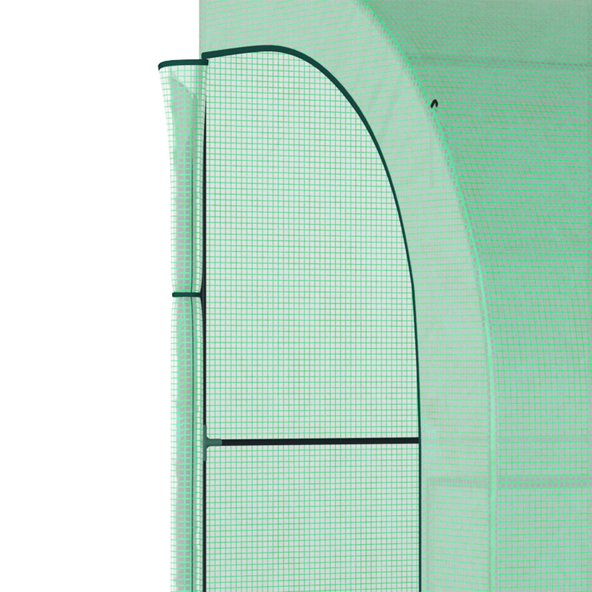 Lean to Wall Greenhouse with 3 Tiers 6 Wired Shelves & Windows, 300x150x213 cm, Green