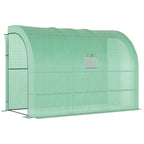 Lean to Wall Greenhouse with 3 Tiers 6 Wired Shelves & Windows, 300x150x213 cm, Green