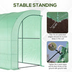 Lean to Wall Greenhouse with 3 Tiers 6 Wired Shelves & Windows, 300x150x213 cm, Green