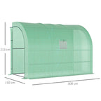 Lean to Wall Greenhouse with 3 Tiers 6 Wired Shelves & Windows, 300x150x213 cm, Green