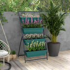 Raised Garden Bed, 4 Tier Vertical Garden Planter Set, 4 Outdoor Planter Boxes with Stand, Self Draining Design Elevated Garden for Vegetable, Flowers & Herbs, Green
