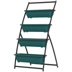 Raised Garden Bed, 4 Tier Vertical Garden Planter Set, 4 Outdoor Planter Boxes with Stand, Self Draining Design Elevated Garden for Vegetable, Flowers & Herbs, Green