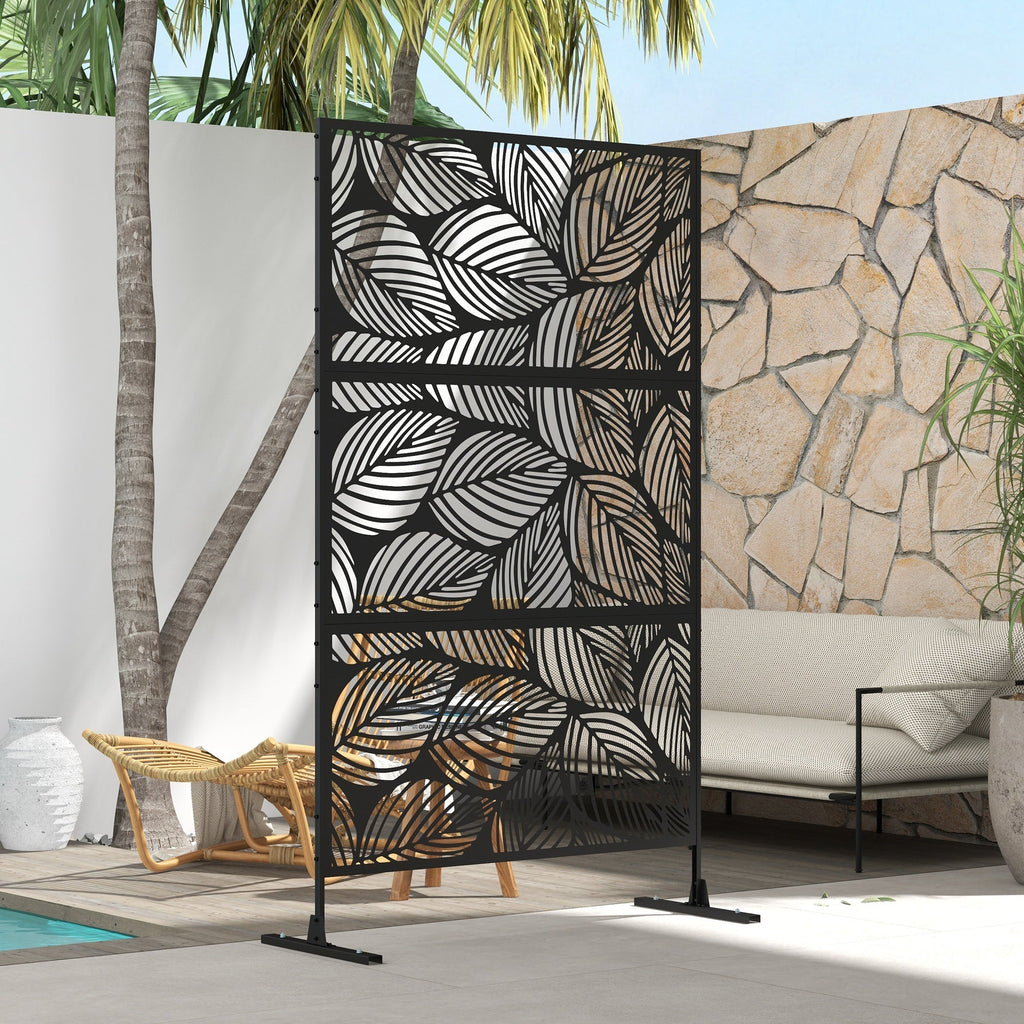 6.5FT Decorative Privacy Screen with Expansion Screws for Garden Pool Hot Tub, Leaf Style