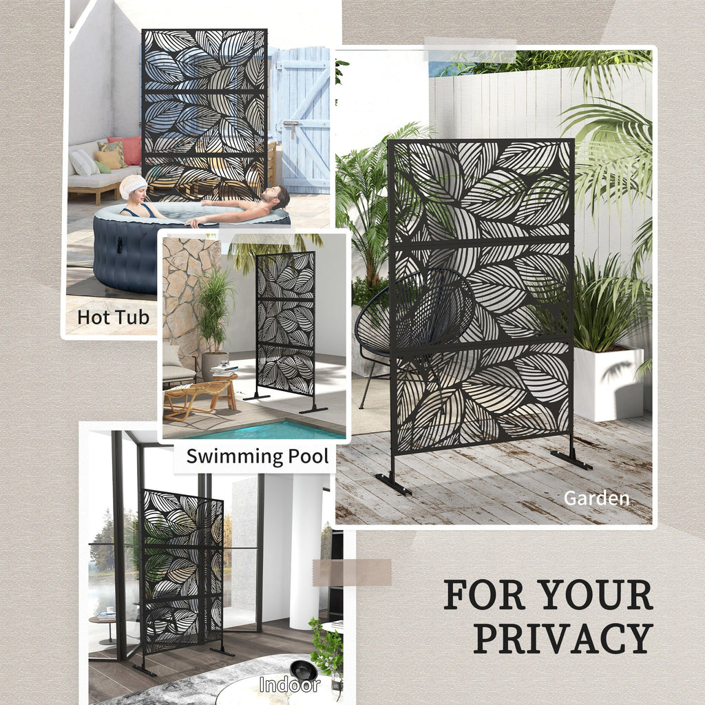 6.5FT Decorative Privacy Screen with Expansion Screws for Garden Pool Hot Tub, Leaf Style