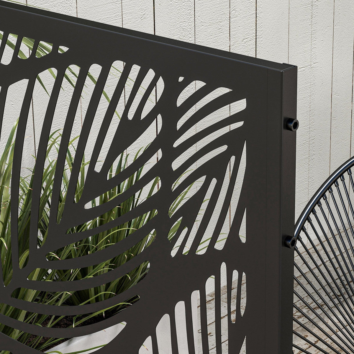 6.5FT Decorative Privacy Screen with Expansion Screws for Garden Pool Hot Tub, Leaf Style