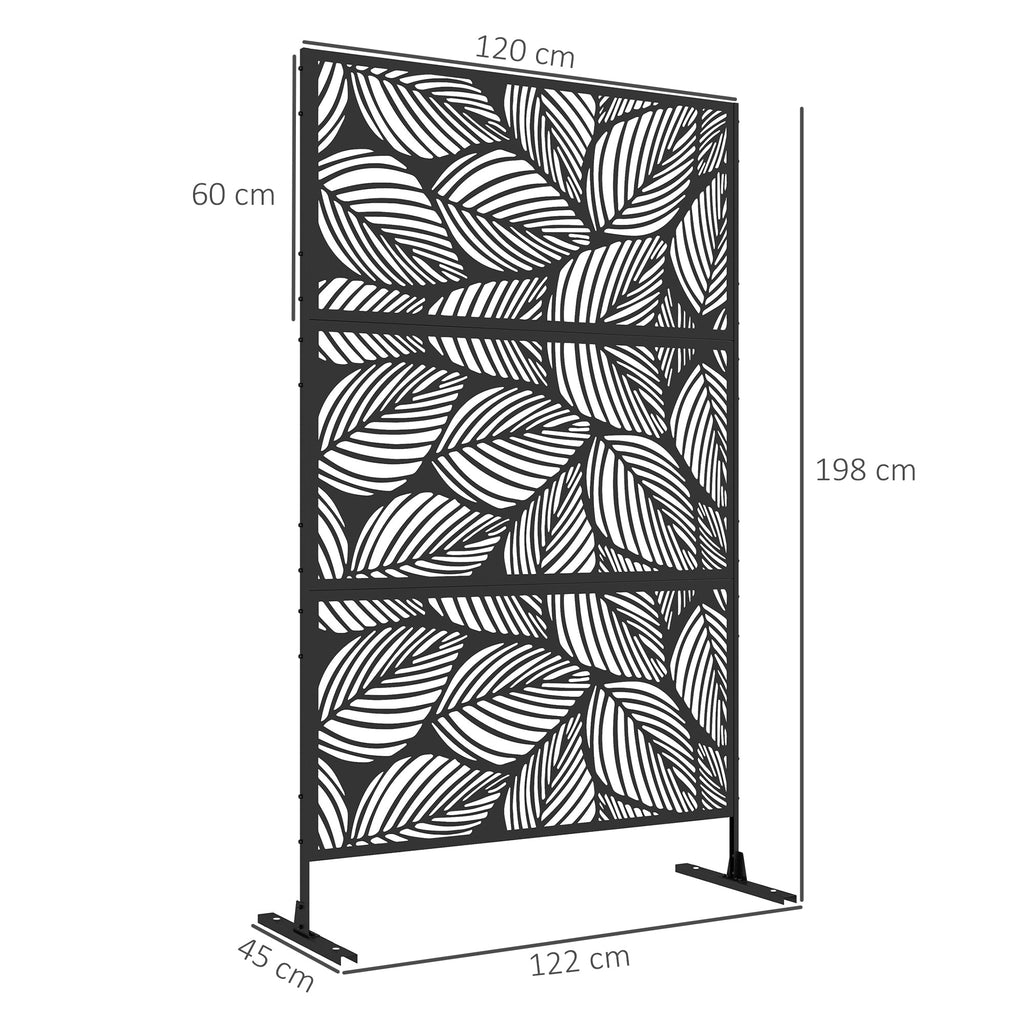 6.5FT Decorative Privacy Screen with Expansion Screws for Garden Pool Hot Tub, Leaf Style