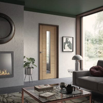 Palermo Original 1 Light Unfinished Oak Internal Fire Door with Clear Glass - 1981 x 838 x 44mm