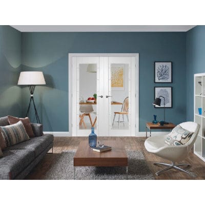 Palermo 1 Light White Primed Door Pair with Clear Glass