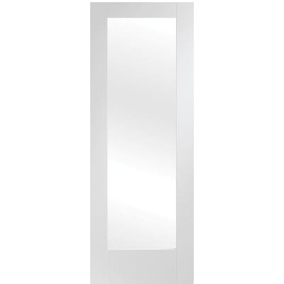 Pattern 10 Internal White Primed Fire Door with Clear Glass