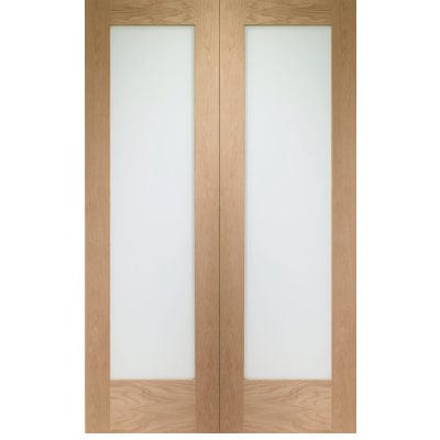 Pattern 10 Internal Oak Rebated Door Pair with Clear Glass