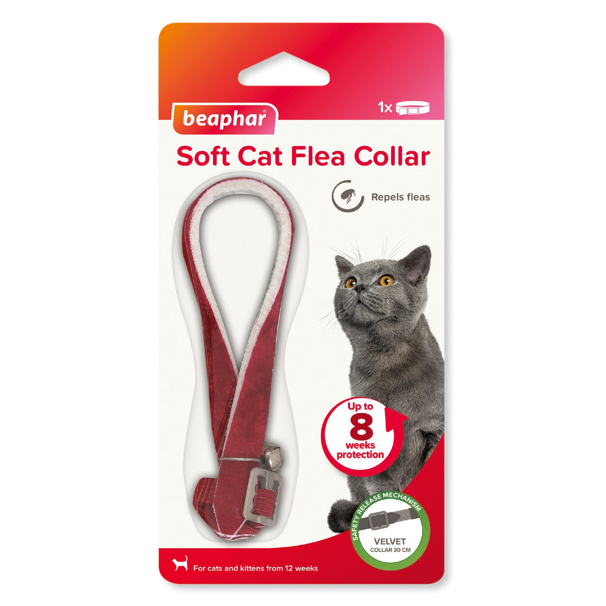 Beaphar Velvet Cat Flea Collar 3-Pack - Natural, Adjustable