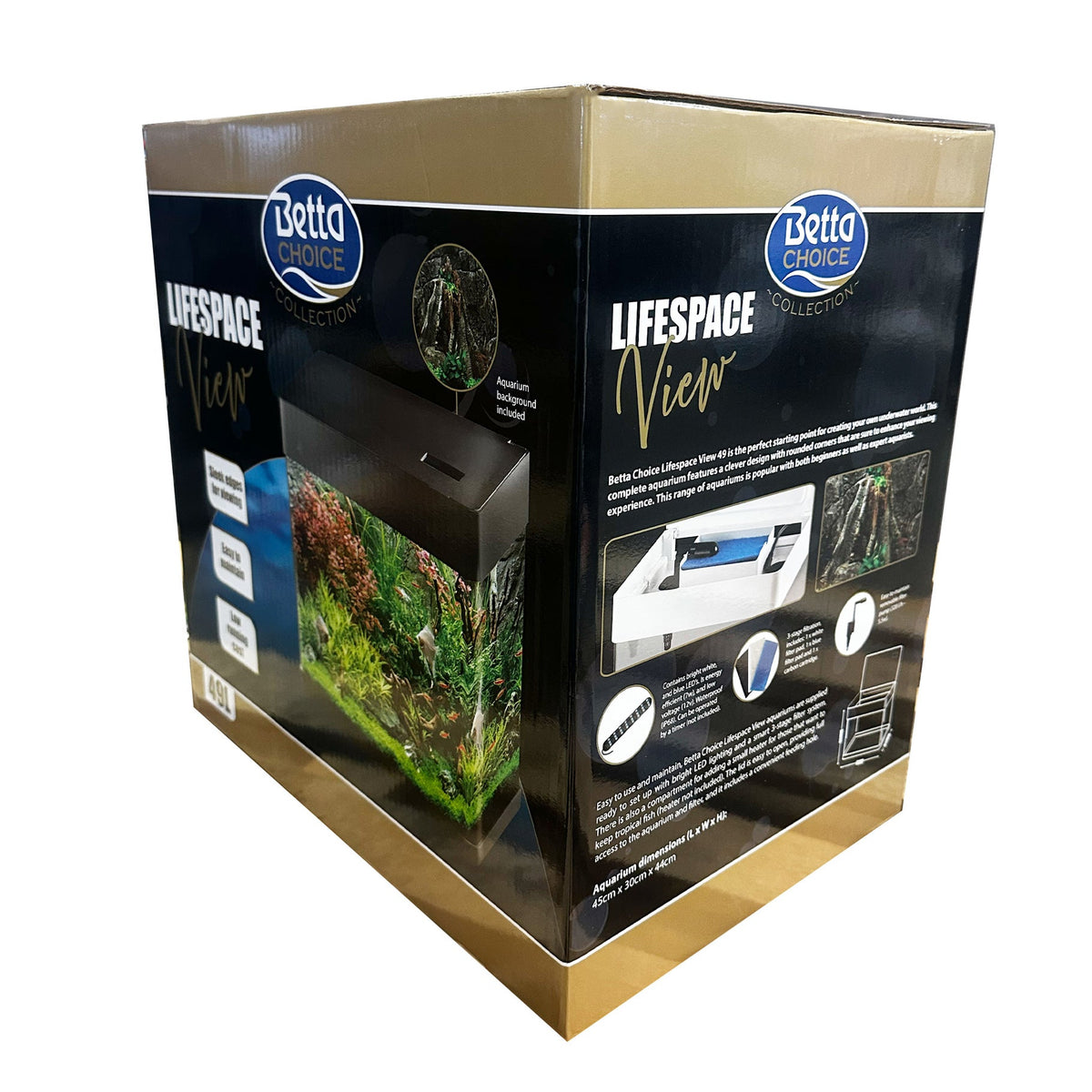 Betta Choice 49L Aquarium with LED & 3-Stage Filter