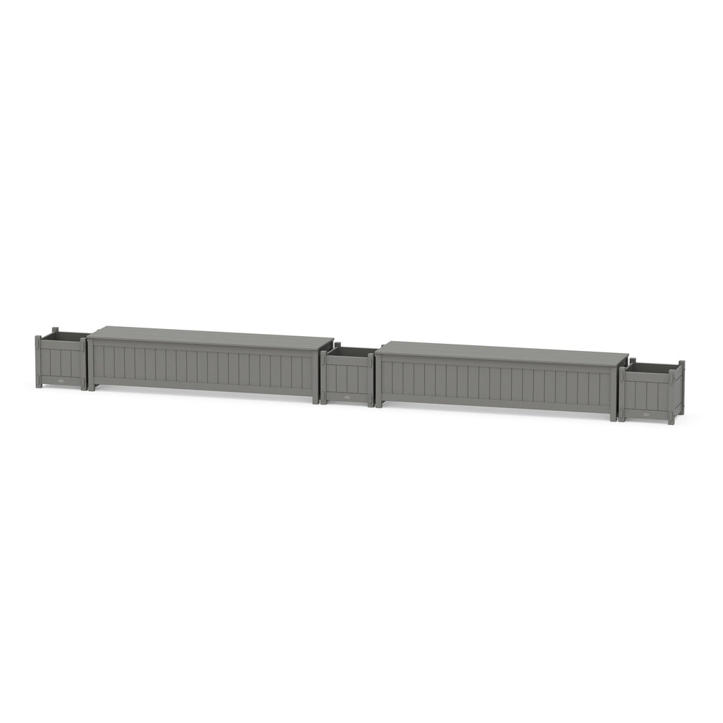 72" Vineyard Straight Double Planter Storage Bench Set