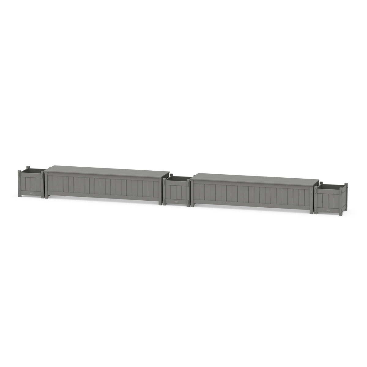 72" Vineyard Straight Double Planter Storage Bench Set