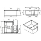 1.3 Bowl White Ceramic Undermount Kitchen Sink w/ Left Hand Main Bowl - 595mm x 520mm