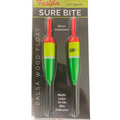 Tailfin - Pencil - Sure Bite Spring & Slip Float fishing tackle featuring two brightly colored, balsa wood floats with brass grommets and multi-color Hi-Vis bite indicators.