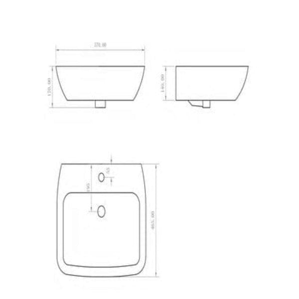 Piccolo 570mm Basin - 1 Tap Hole