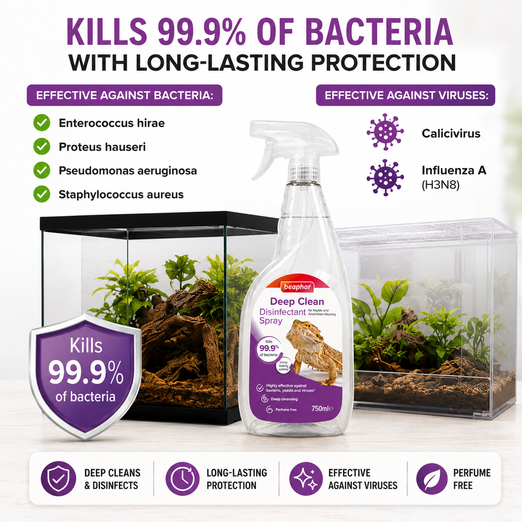 Beaphar Deep Clean Reptile Disinfectant 750ml Vivarium Terrarium Cleaner Spray