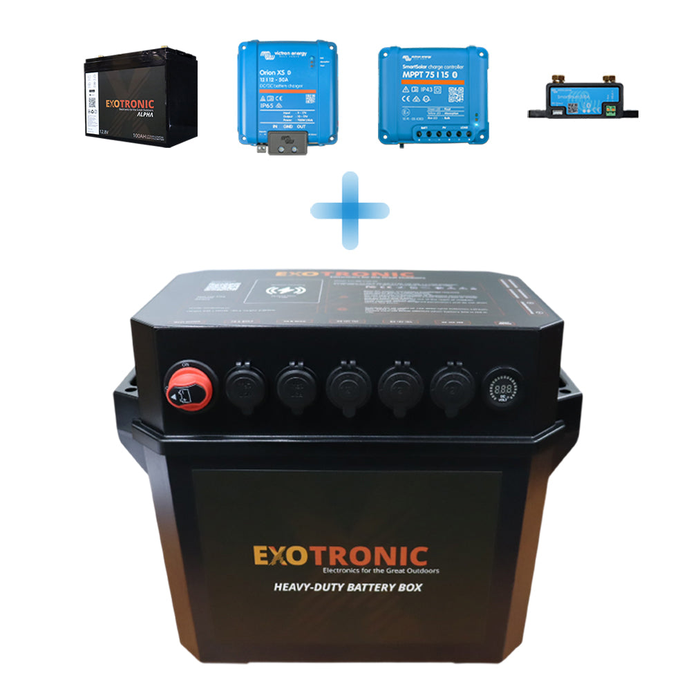 Exotronic 100Ah Pre-wired Orion XS + SmartSolar + SmartShunt Lithium Battery Box