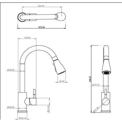 Kitchen Sink Mixer w/ Pull Out Spray and Swivel Spout