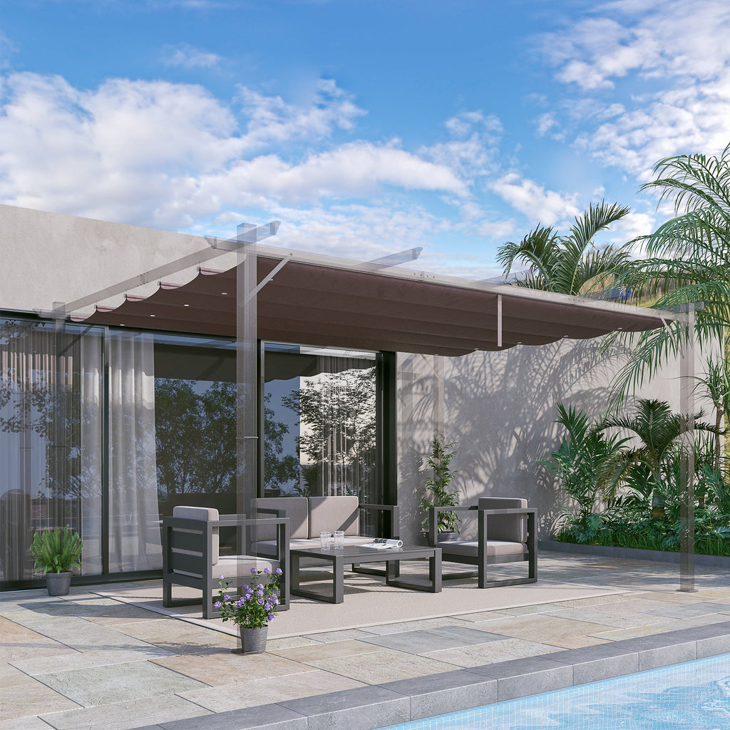 Retractable Replacement Pergola Canopy for 10' x 13' Pergola, Coffee
