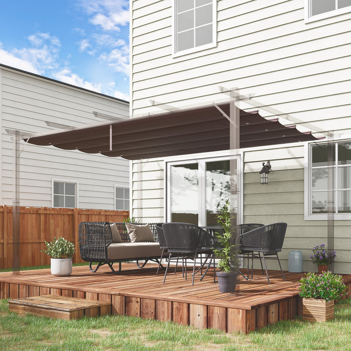 Retractable Replacement Pergola Canopy for 10' x 13' Pergola, Coffee
