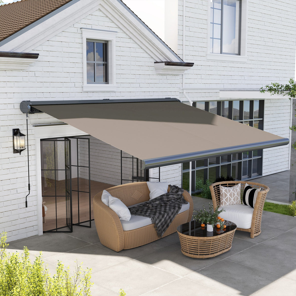4 x 3m Full Cassette Electric Awning with Remote Controller, UPF50+, Light Grey