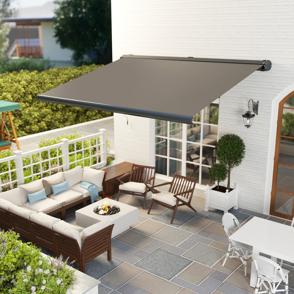 4 x 3m Full Cassette Electric Awning with Remote Controller, UPF50+, Light Grey