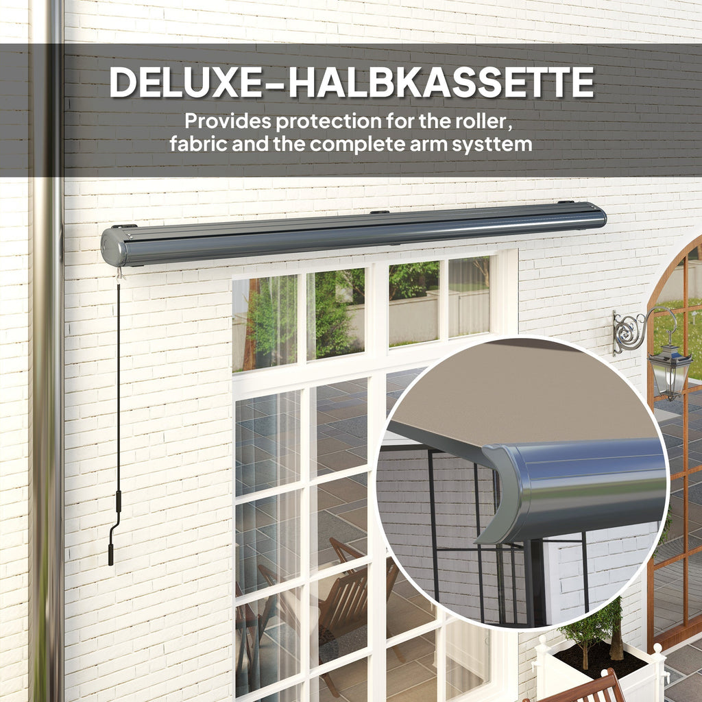 4 x 3m Full Cassette Electric Awning with Remote Controller, UPF50+, Light Grey