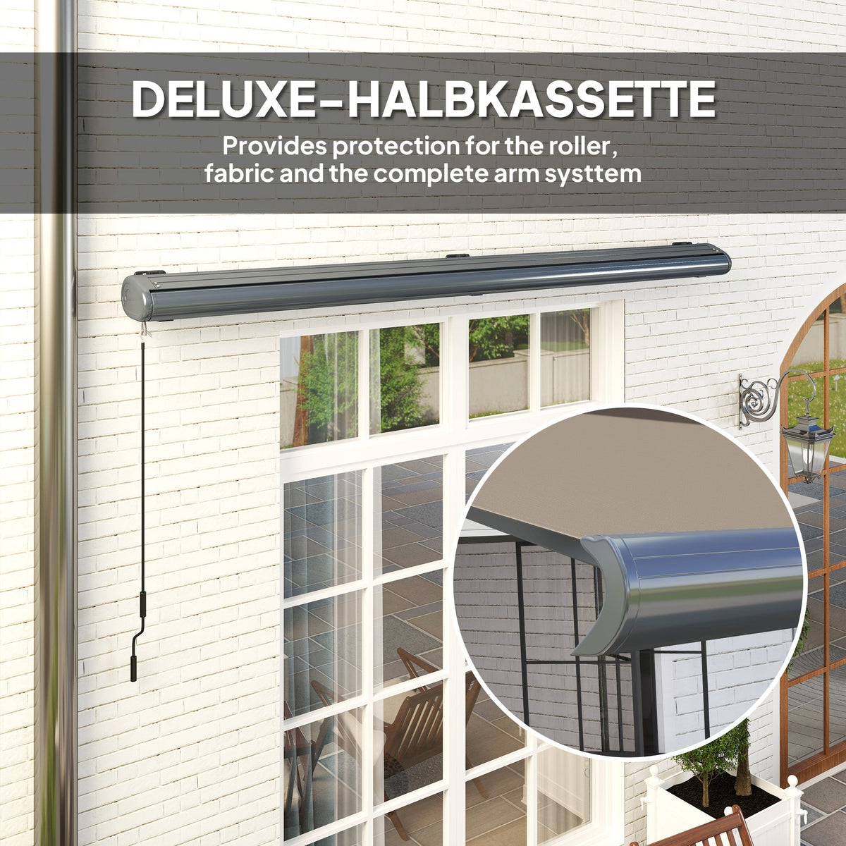 4 x 3m Full Cassette Electric Awning with Remote Controller, UPF50+, Light Grey